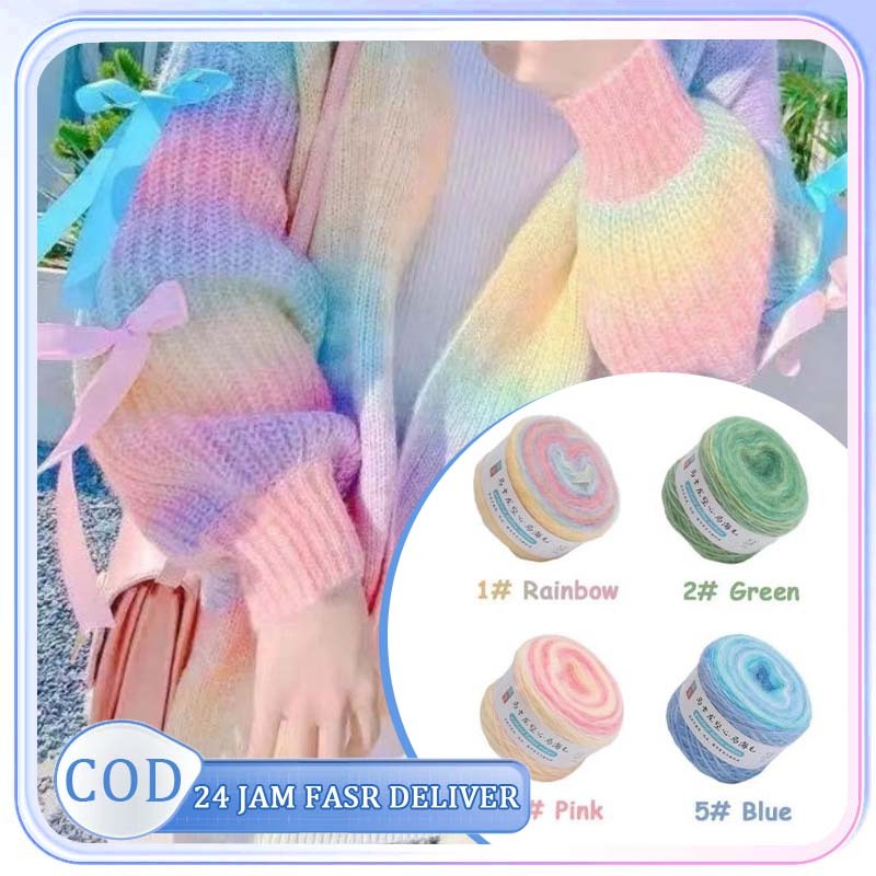 Benang Mohair Benang Rajut Gradasi Warna Ombre Katun Handmade Handicraft Gradasi Benang Crochet