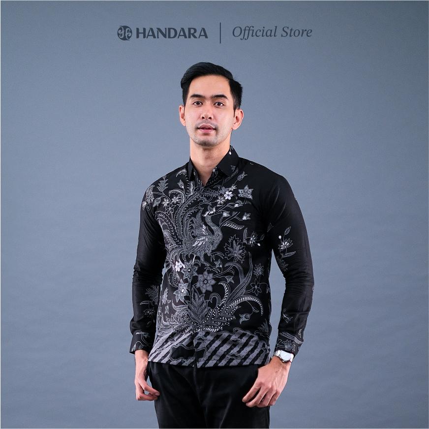 Batik Handara Srigunting Hitam Kemeja Slim Fit Premium Erro