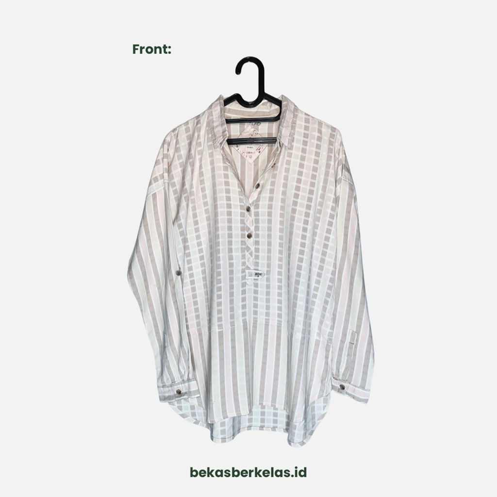 PROMO | KEMEJA TRISET WANITA L | KEMEJA KOTAK-KOTAK SALUR | CASUAL - KERJA - KULIAH [PRELOVED]