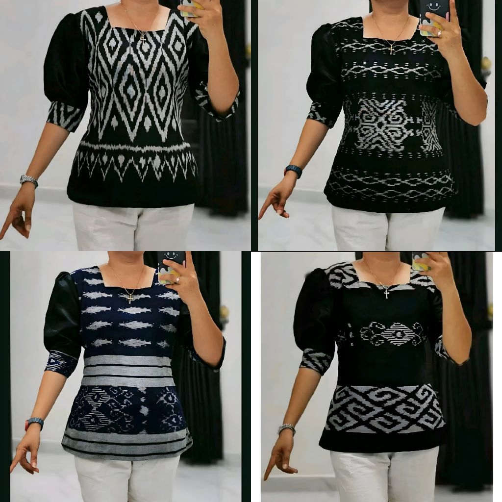 Blouse Tenun Troso, Baju Atasan Blouse Tenun Troso, Baju Blus Kerja Kantor Formal Tenun 179