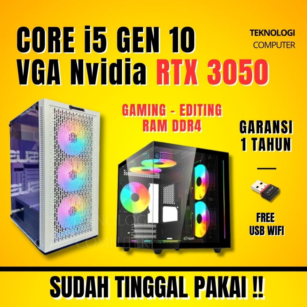 Core i5 | GEN 10 | VGA RTX 3050 | PC Only | PC Rakitan | Komputer CPU | PC Gaming Editing