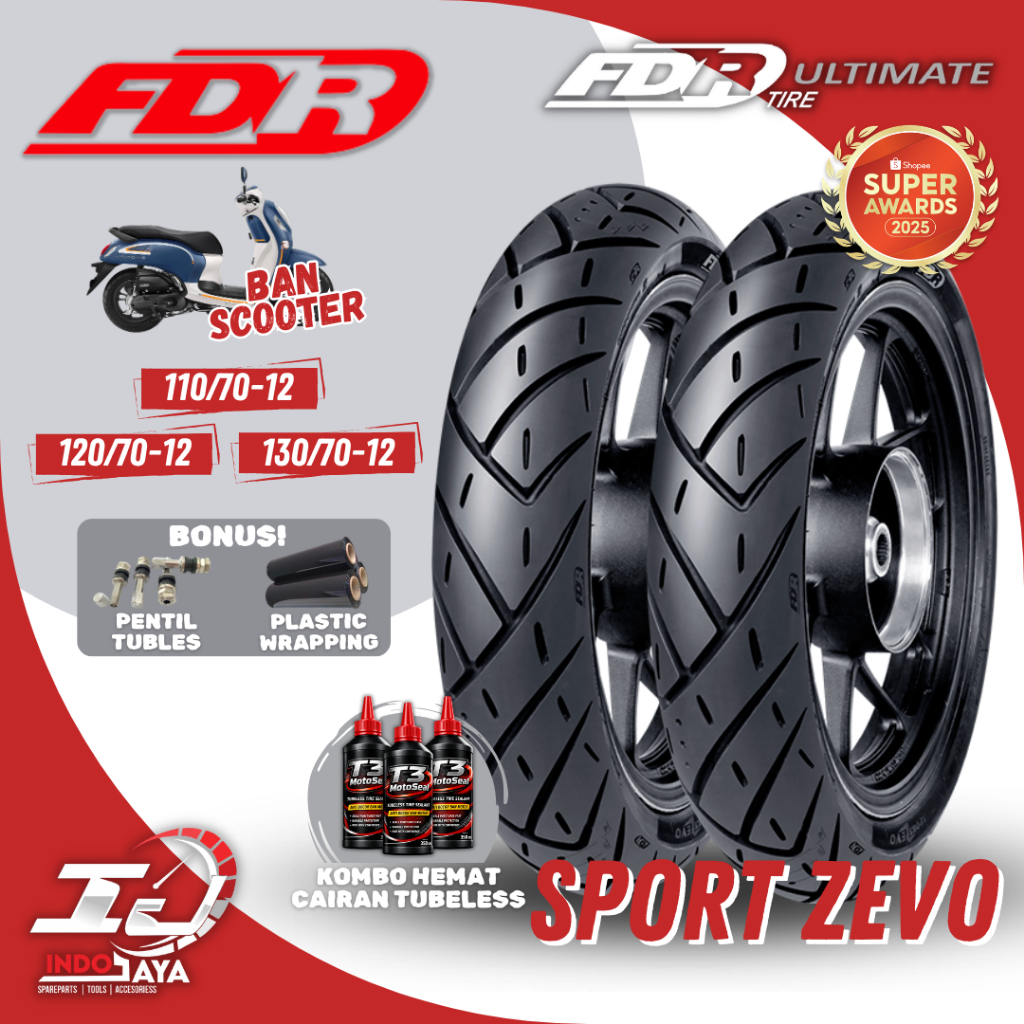 [BAYAR DI TEMPAT] BAN FDR TUBELESS SPORT ZEVO RING 12 (110/70-12 - 120/70-12 - 130/70-12) BAN MOTOR 