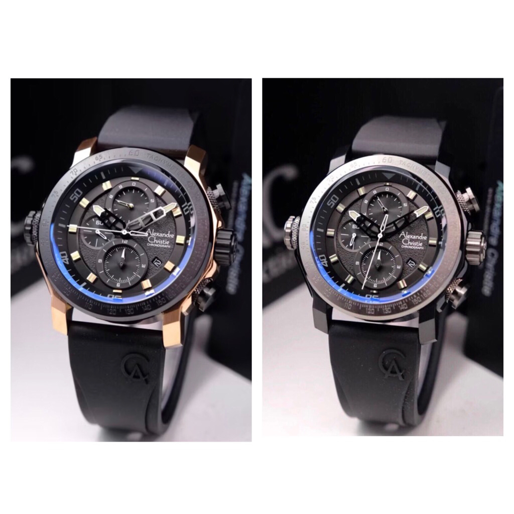 AC 6565MRC JAM TANGAN PRIA ALEXANDRE CHRISTIE 6565MC / AC 6565MC / AC 6565 RUBBER & rantai [ORIGINAL