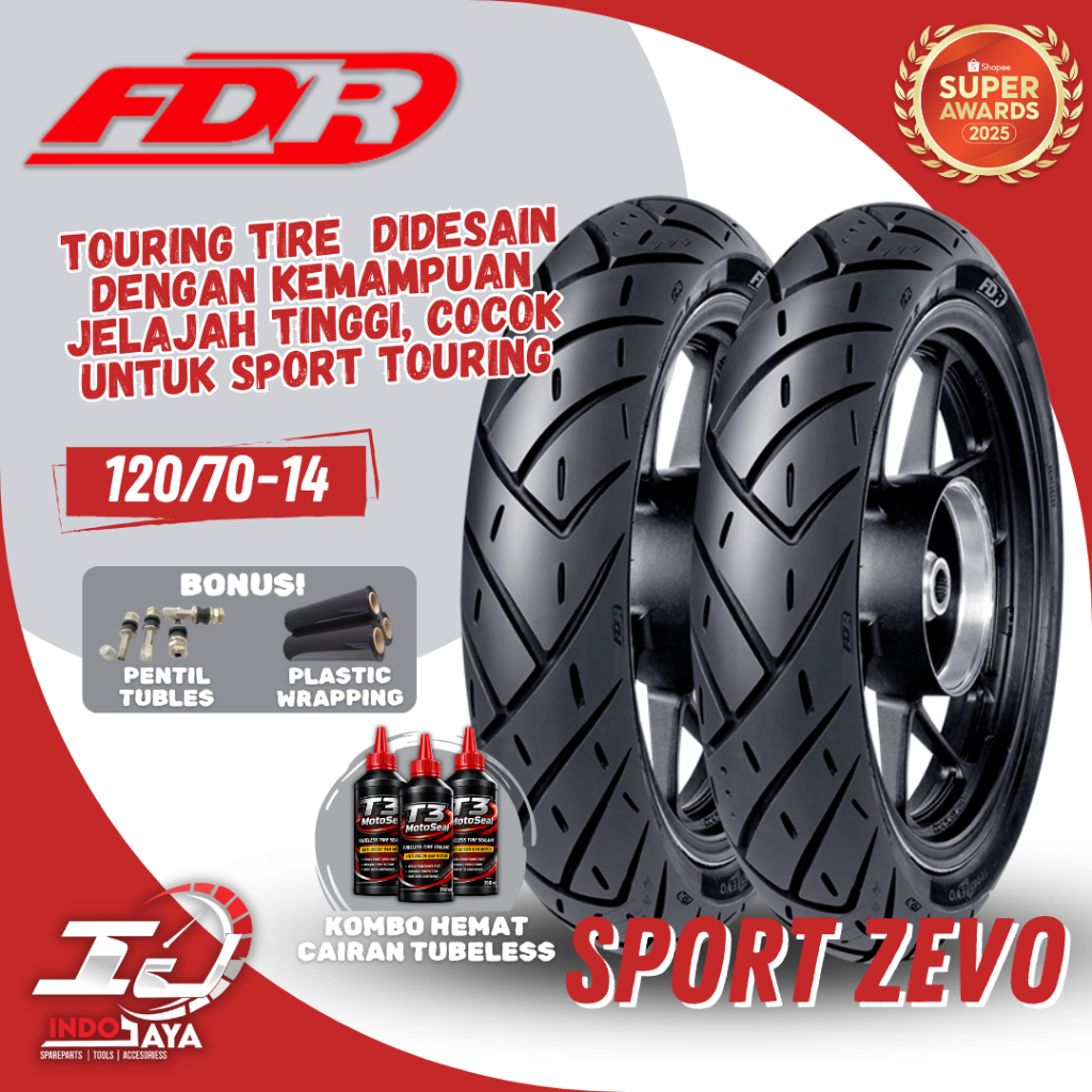 [READY COD] BAN FDR TUBELESS SPORT ZEVO ( 120/70-14 - 120-70-14) RING 14 / BAN LUAR TUBLES FDR SPORT
