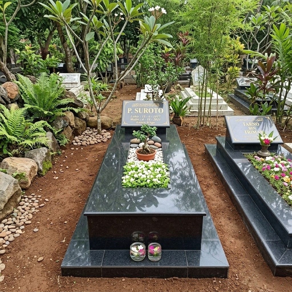 Kijing Makam Batu Granit Hitam 60x160cm