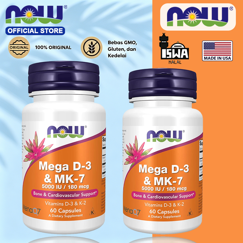 Vitamin Suplemen MK7 MK-7 VItamin K2 K-2 100mcg Now Foods 60 Veggie Kapsul[Baru][100%Impor asli][COD