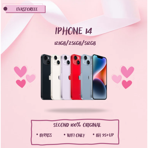 IPHONE 14 WIFI ONLY 128GB/256GB/512GB Bekas Second Original Mulus Fullset Game/Live/Merekam Video