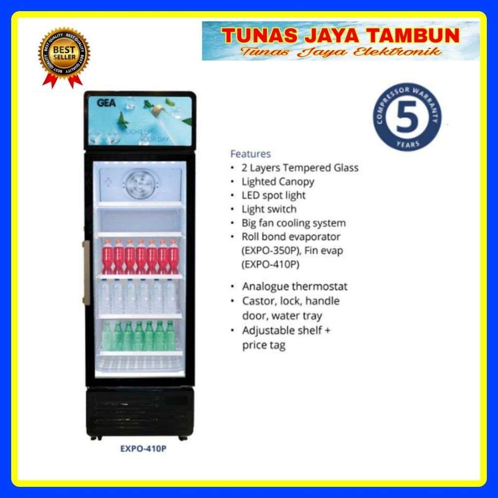 SHOWCASE GEA EXPO 410 P / LEMARI PENDINGIN GEA 5 RAK EXPO 410P / GEA EXPO410P DISPLAY COOLER