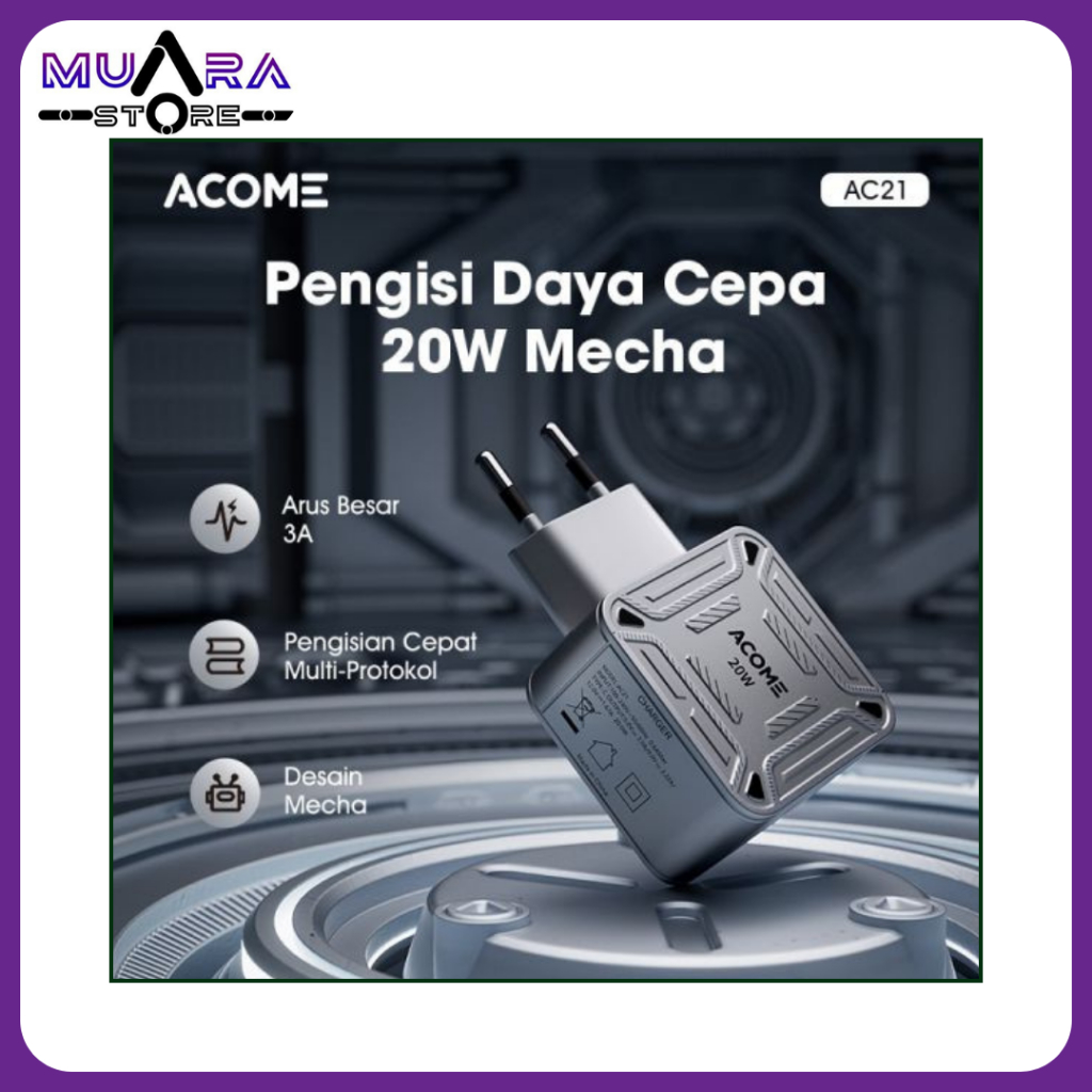 Acome AC21 Smartphone charger silver gray+black