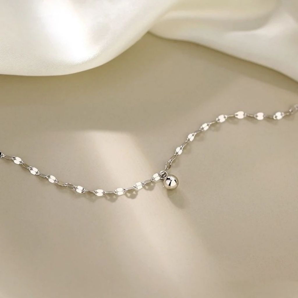 kalung wanita titanium pecah kopi bandul bulat asli tdk luntur