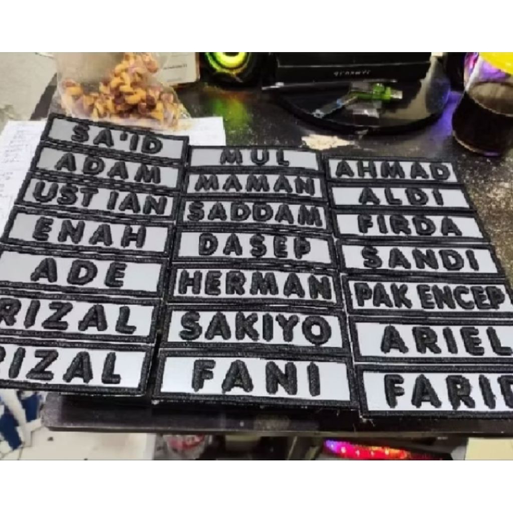 Bordir NAMA Rompi Timbul 3D+Perekat Velcro Custom Bordir Terbaru Asli Berkualitas