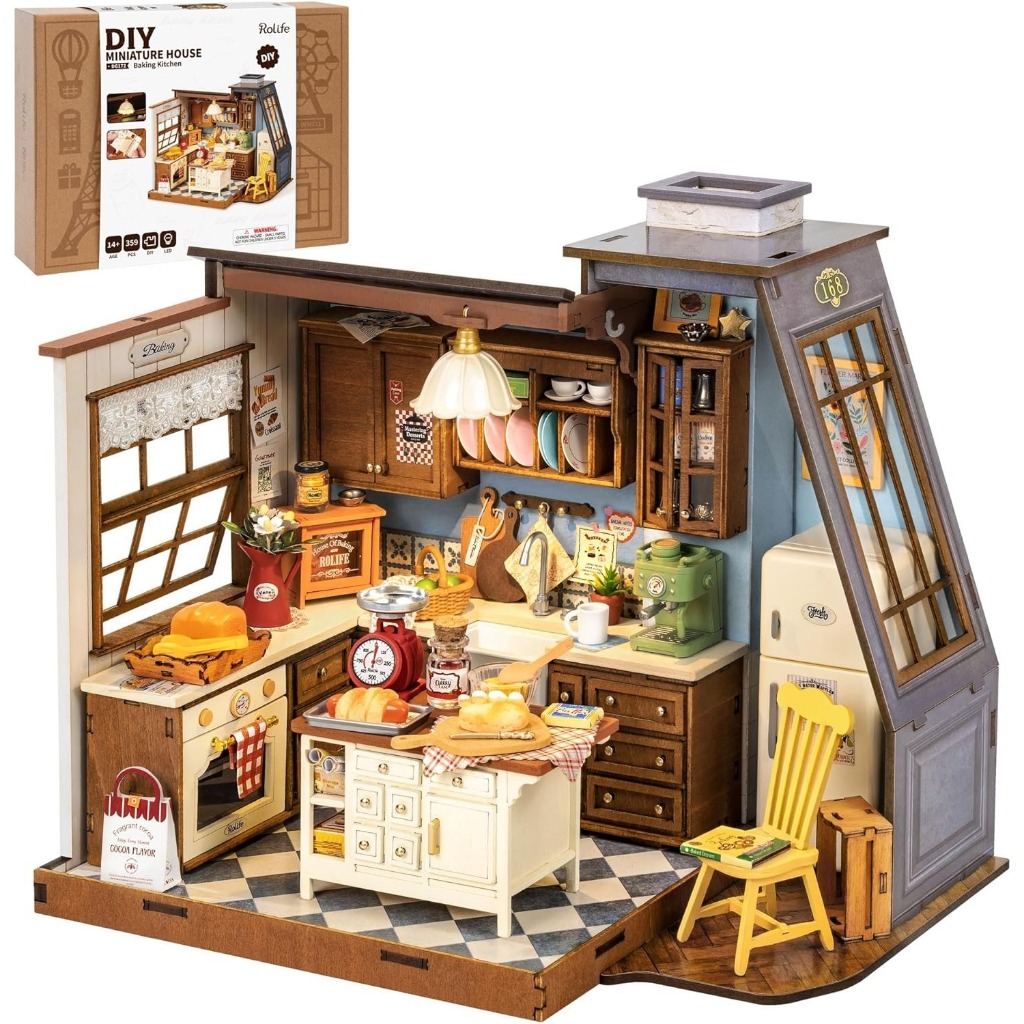 Rumah Miniatur DIY untuk Dewasa Puzzle Kayu 3D Mini Kit Rumah Boneka Mini Bangunan Diorama Rumah Kec