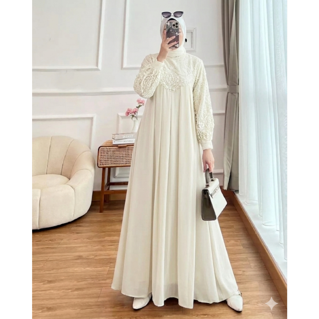 Agnia Maxi Gamis Brukat Mewah Elegan Jumbo 2026