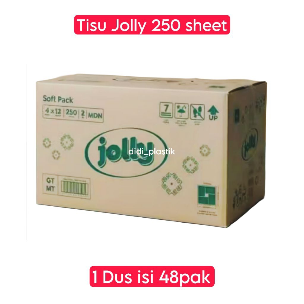 1 dus tisu Jolly 250 sheet/lembar isi kemasan 48/dus