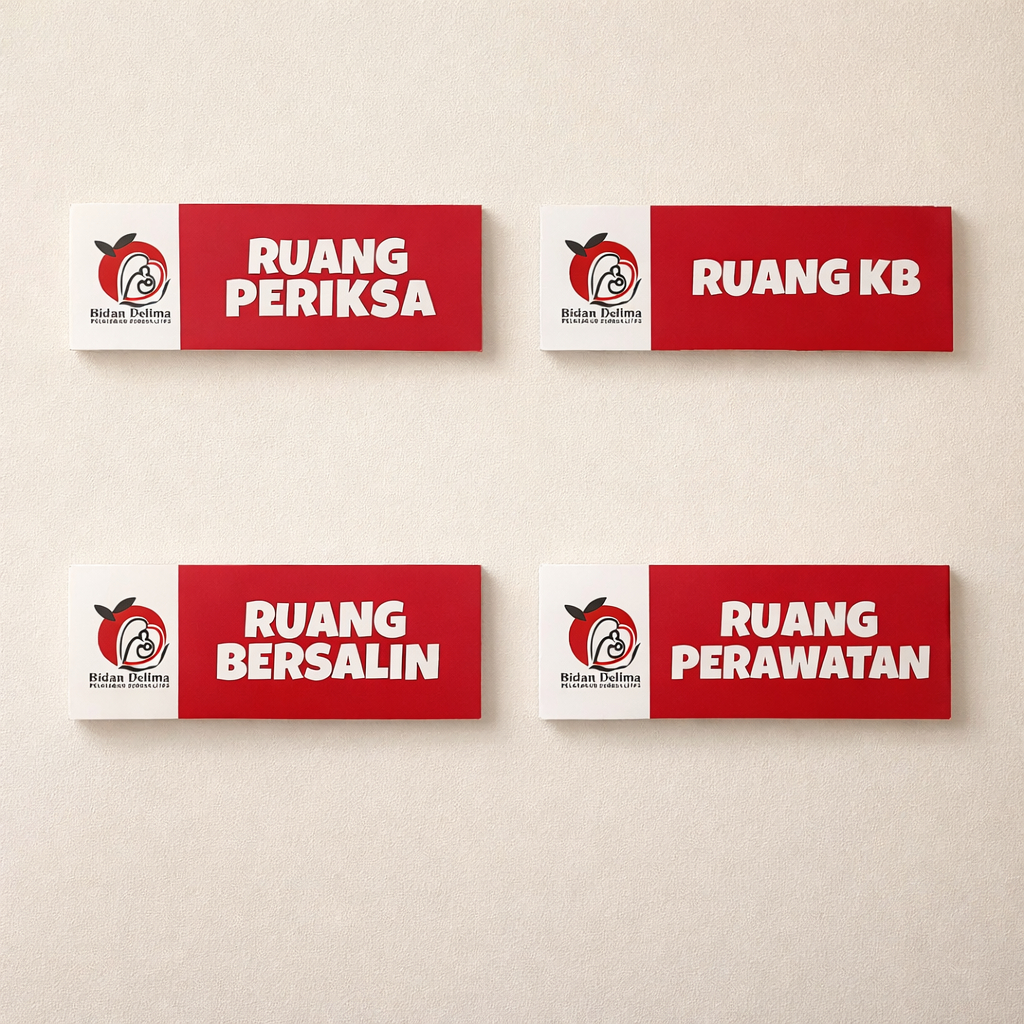 Paket Papan Nama Ruang Bidan Praktek Mandiri, Plang Nama Ruangan Bidan Akrilik