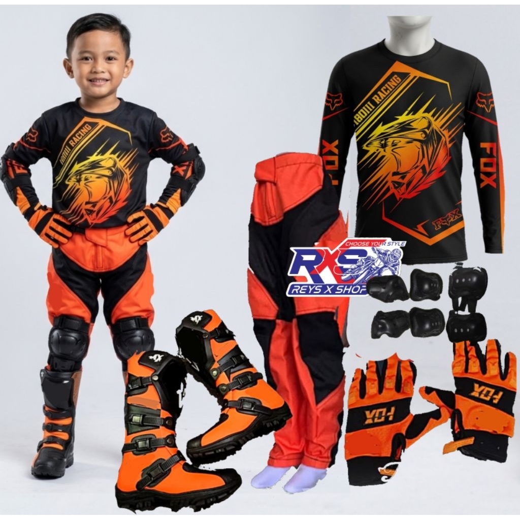 PAKET BAJU TRAIL ANAK CROSS ANAK  SETELAN TRAIL JERSEY SET  BAJU TRAIL ANAK CELANA GLOVE TRAIL