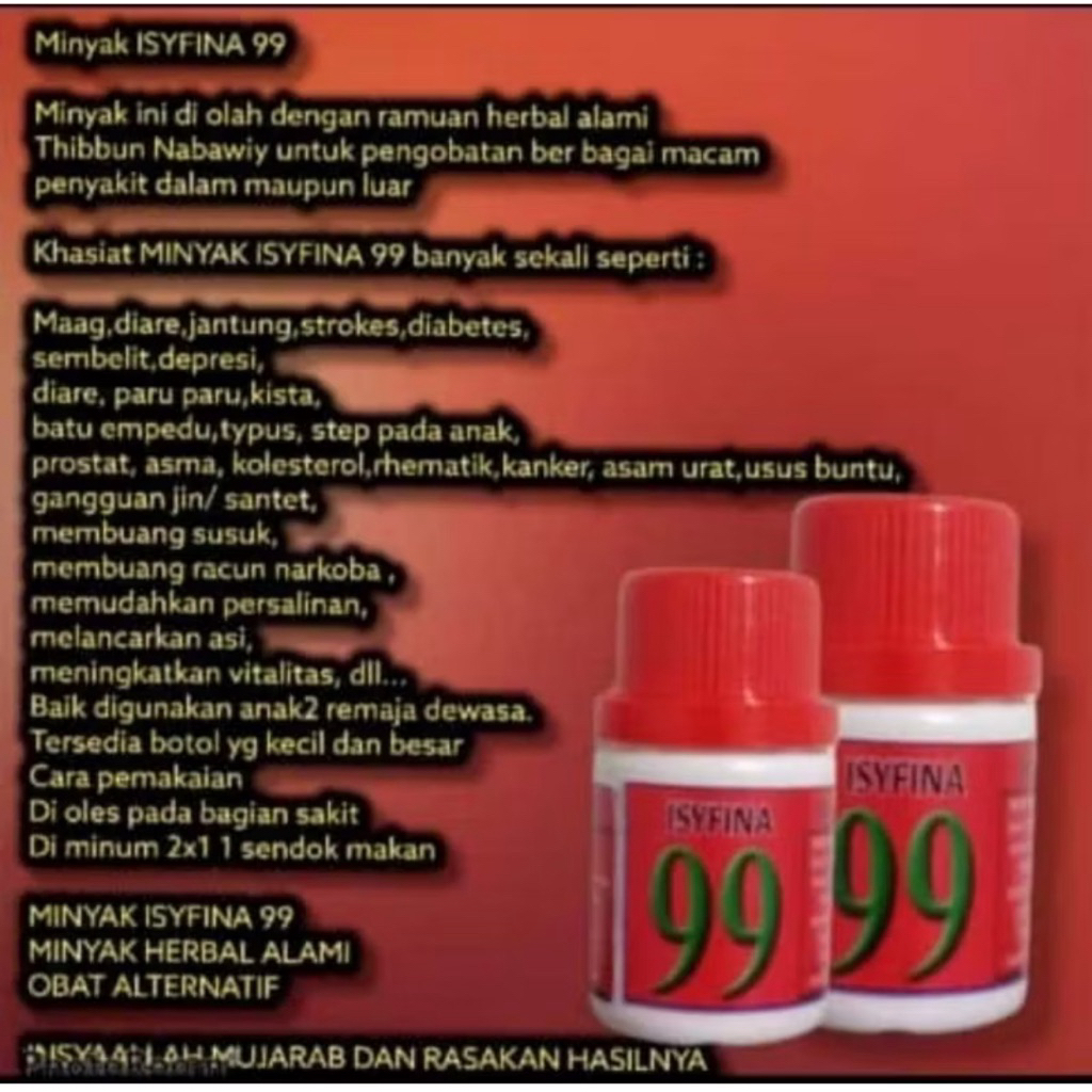 minyak isyfina 99 minyak berkah banyak manfaat menyembuhkan berbagai macam penyakit , minyak oles at