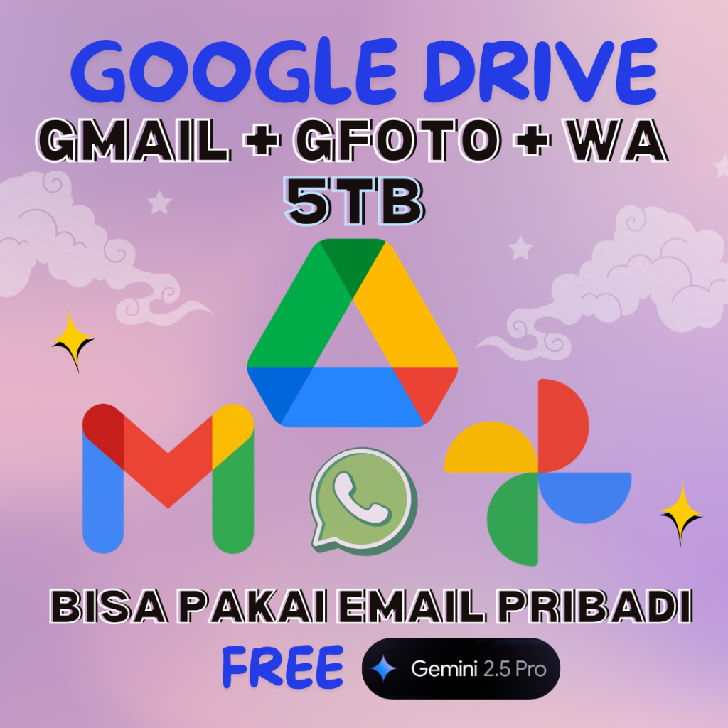Google Drive 5TB Bonus Google Photos Gmail Gemini PRO Upgrade Email Pribadi