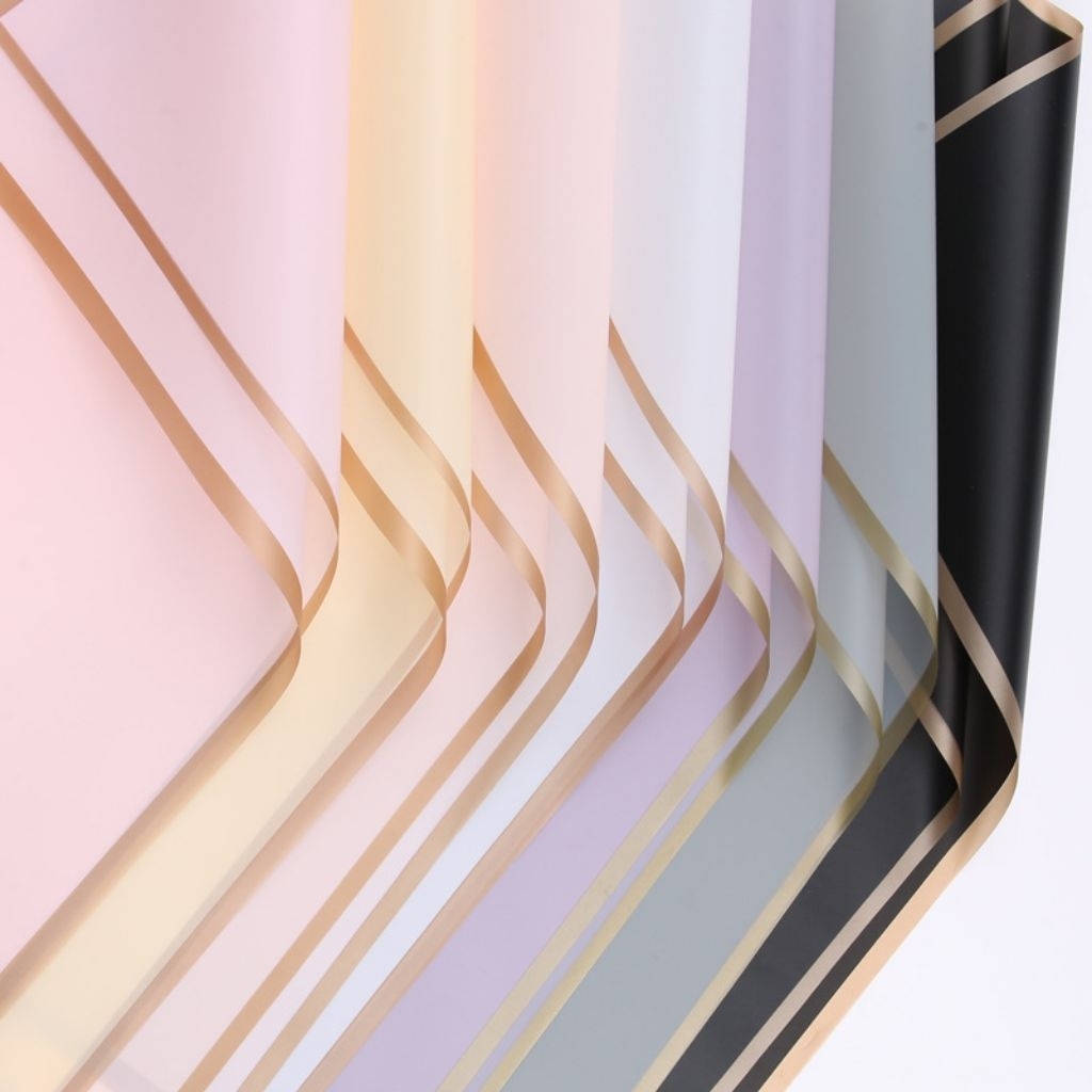 kertas cellophane tipe LIST GOLD bahan buket hias buket