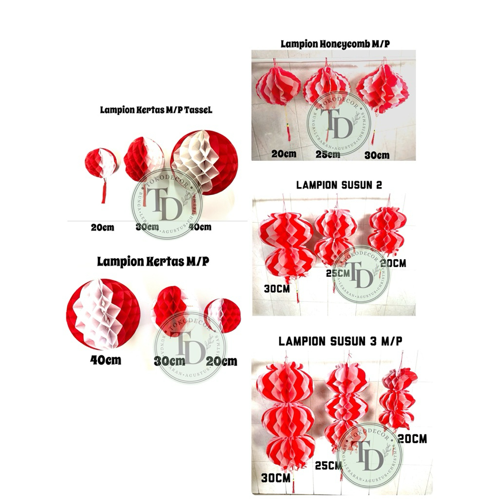 Dekorasi 17 an Lampion Honeycomb Merah Putih / Pernak Pernik Merah Putih /  Lampion Kertas Merah Put