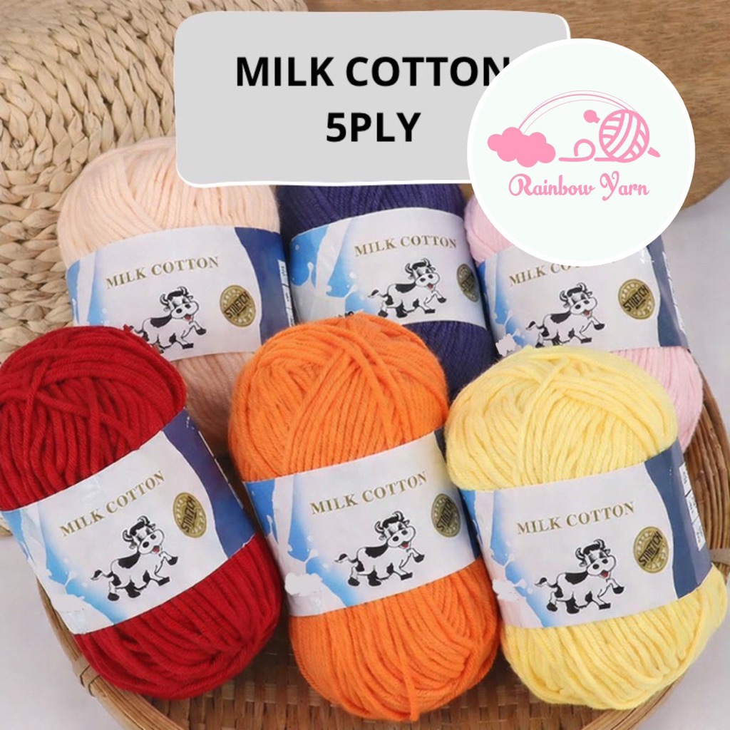 (1-92) BENANG RAJUT KATUN SUSU IMPOR 5 PLY BIG PLY MILK COTTON YARN 5PLY 50GR CROCHET RY5PLY