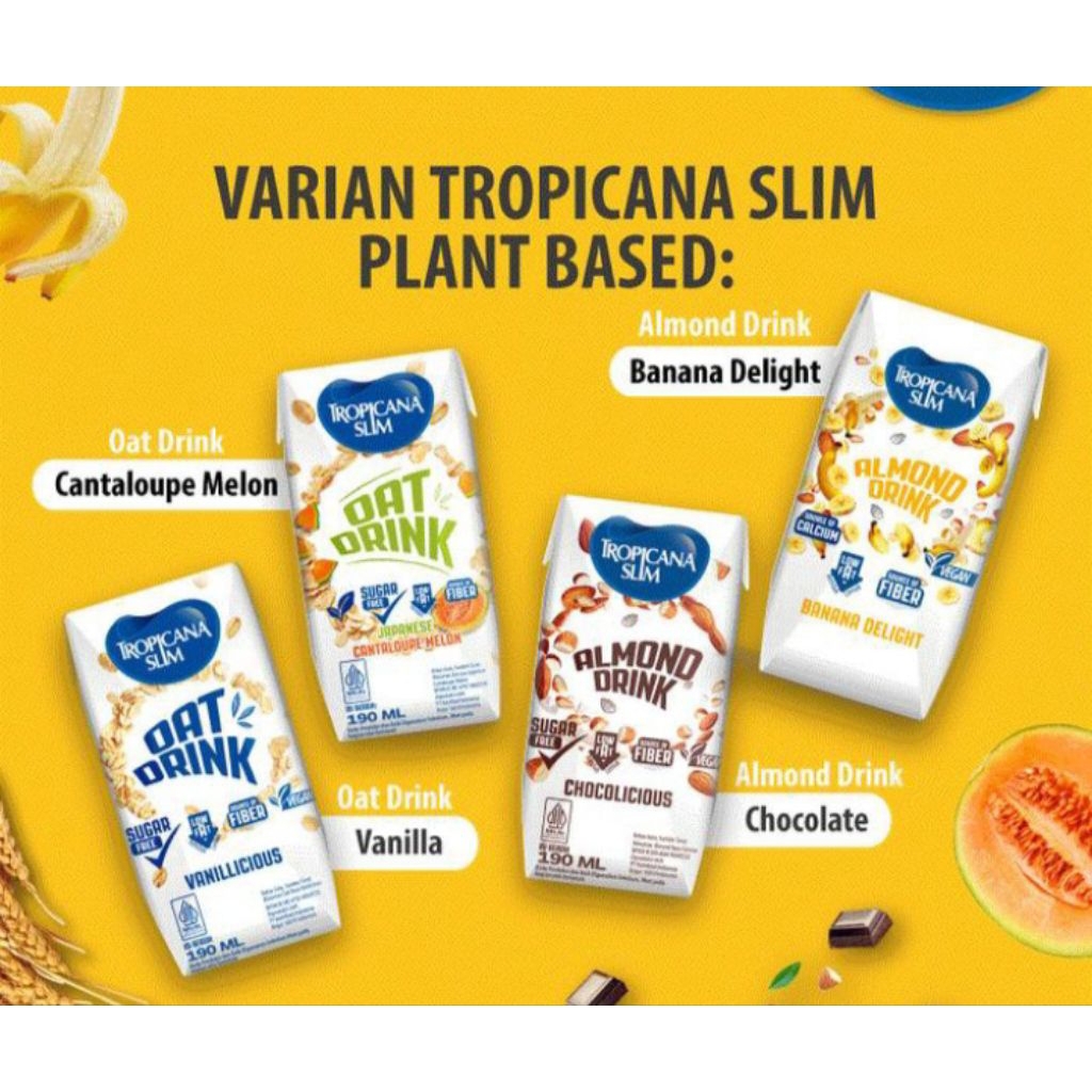 tropicana slim almond drink dan oat drink