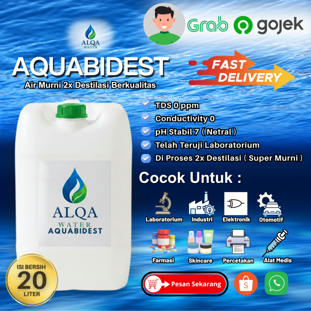(INSTAN) Aquabidest / Aquabidestilata / Aquabidest 20 liter