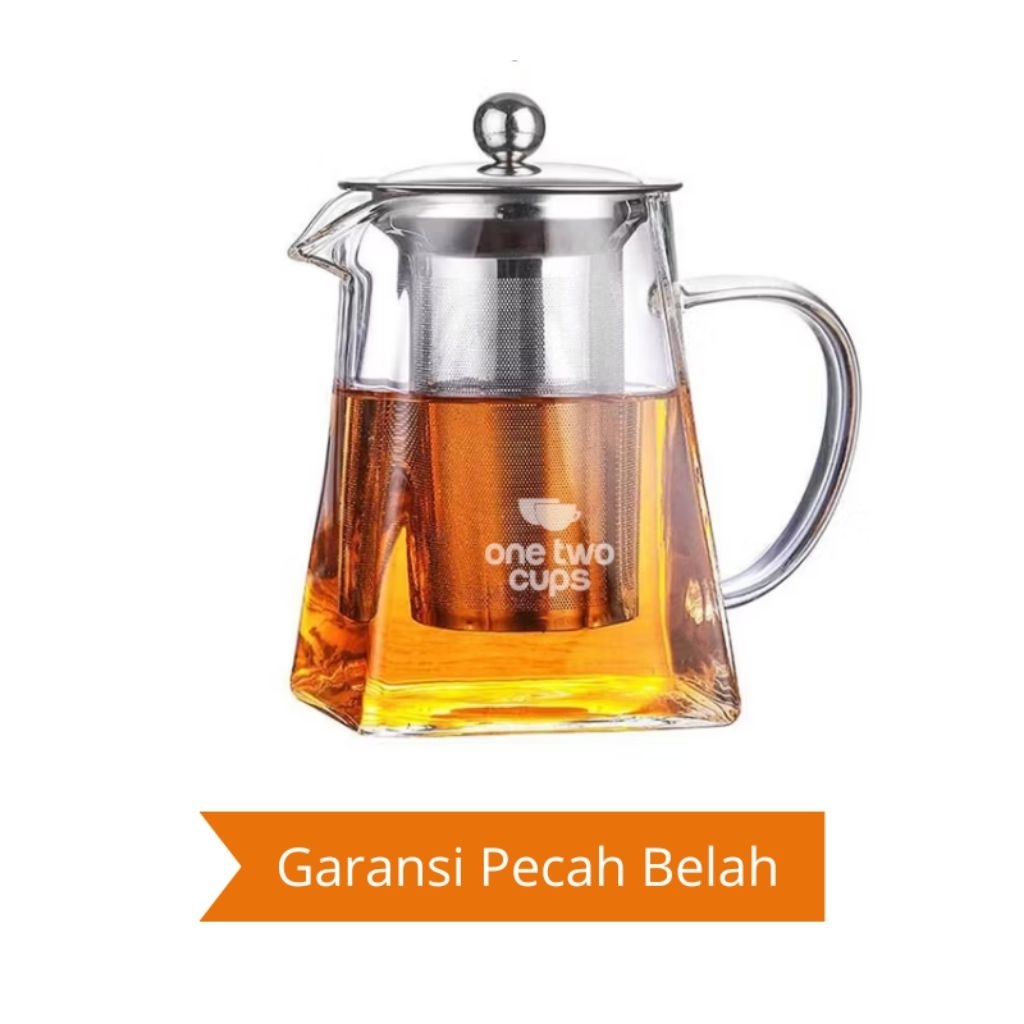 Teko Kaca Tahan Panas Dan Api Saringan Teh Stainless Pitcher