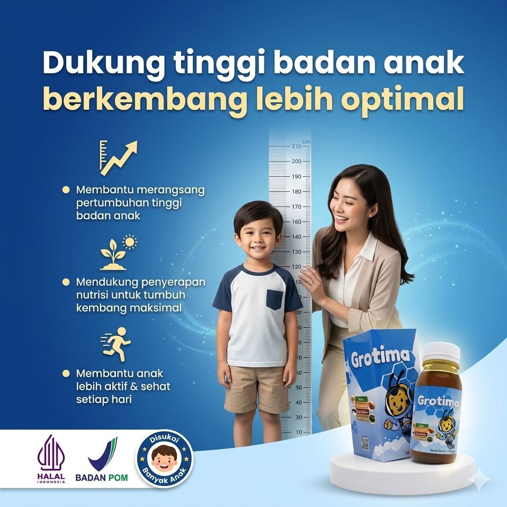 Grotima Suplemen Anak Vitamin Kalsium Peninggi Badan & Pencegah Stunting