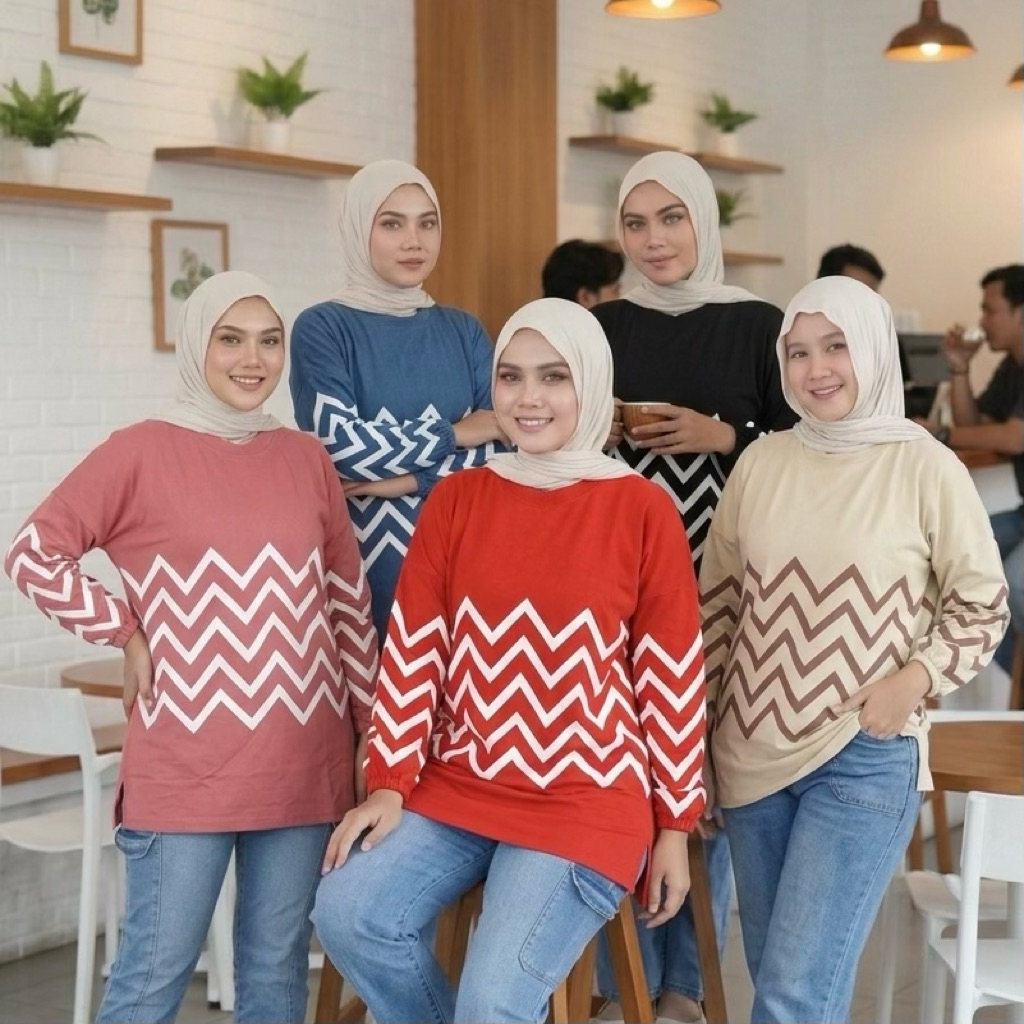 Atasan Oversize wanita Kaos jumbo cewek remaja kekinian jumbo bigsize Ld120 salur strip Lengan Balon