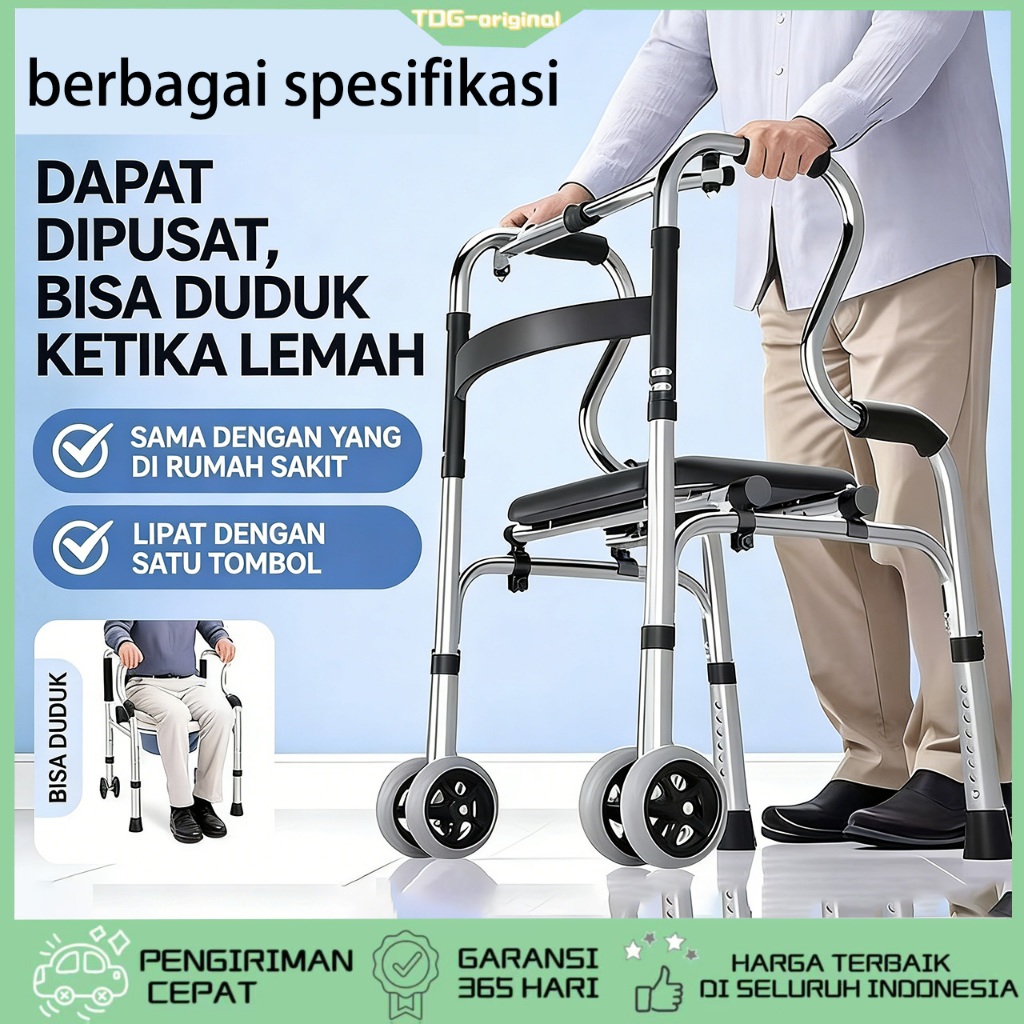 (COD) Alat Bantu Jalan Lansia Walker 3 Model: Tanpa Roda, Dengan Kursi & Roda, Walker Toilet – Stabi