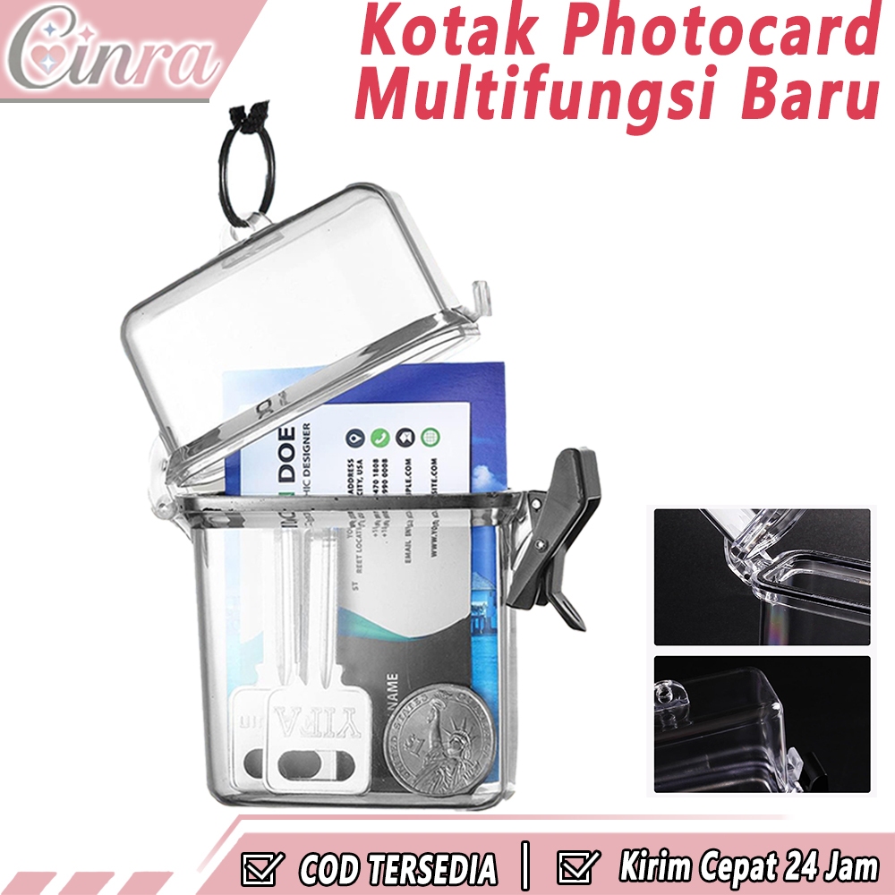 Cinra Transparan Plastik Portabel Kpop Photocards Holder Kotak Penyimpanan Kunci Uang Bahan Plastik 