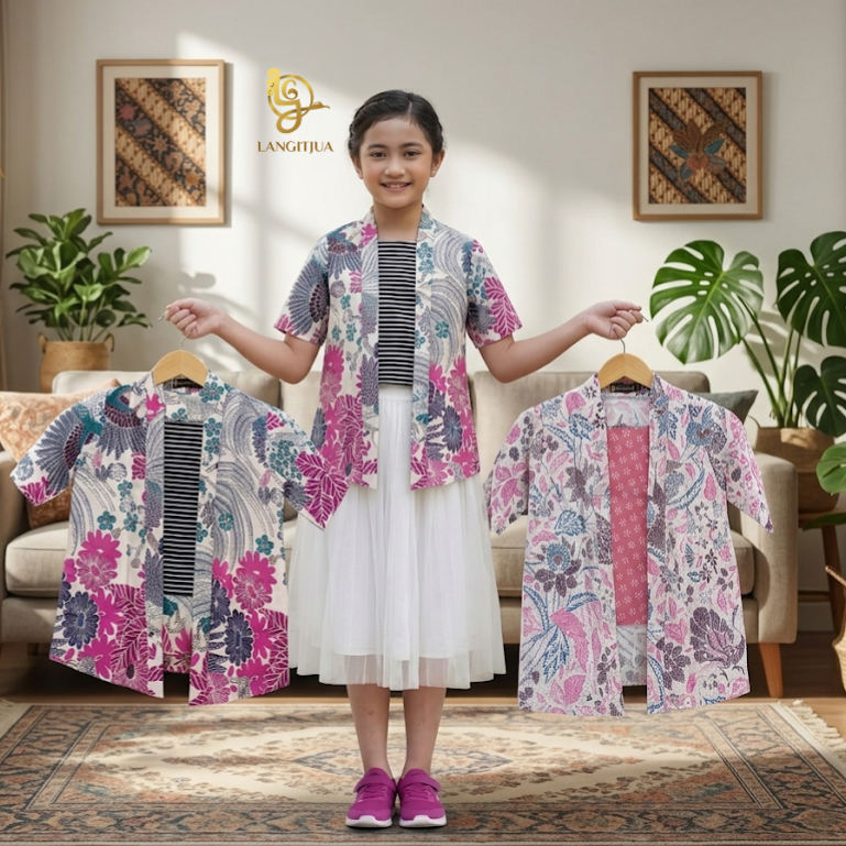 LANGITJUA - Kebaya Anak Kutubaru Batik Katun Adem Halus Nyaman Dipakai | Baju Pesta Kondangan Wisuda