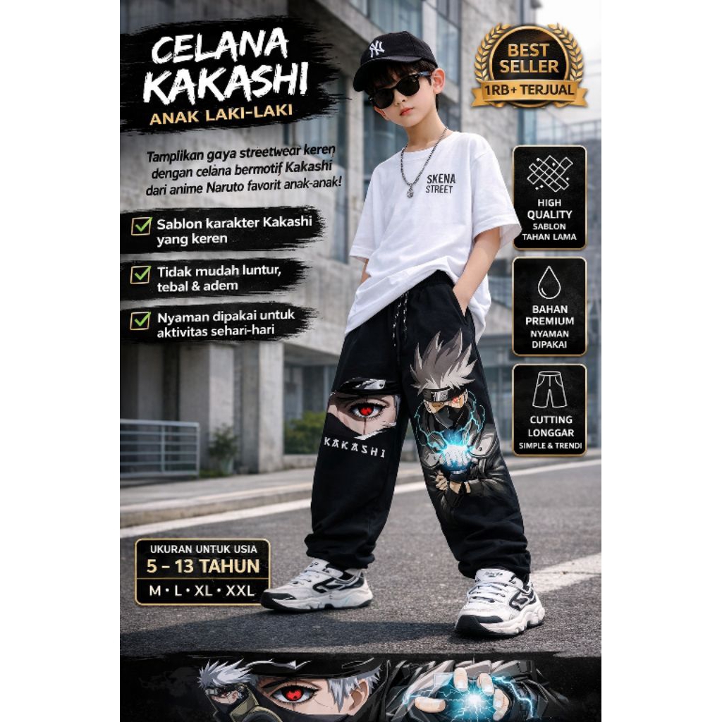Celana Skena Anak Laki-Laki Motif Anime | Celana Panjang Anak Streetwear Premium 5-13 Tahun