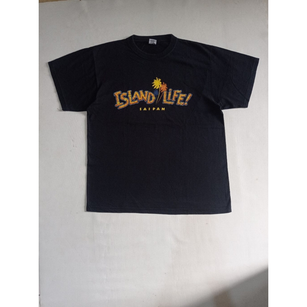Kaos Surfing Surfer Vintage By Kool T's "Island Life Saipan" Warna Hitam Build Up Size L Second Bran