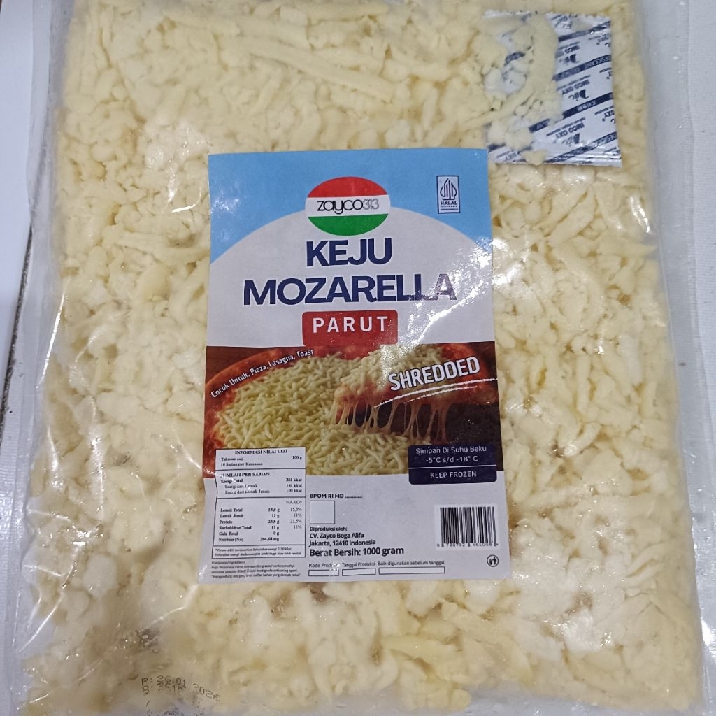 Mozzarella Shredded Zayco 1Kg / Keju Mozarella