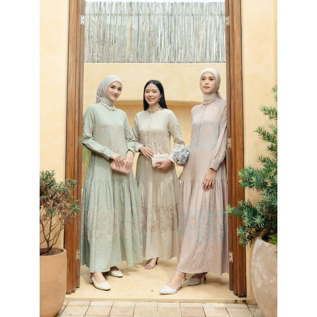 Womenwear - Nesty Dress/Dress Wanita/Dress Kondangan/Dress Mewah/Dress Bordir/Busui Friendly/Gamis C