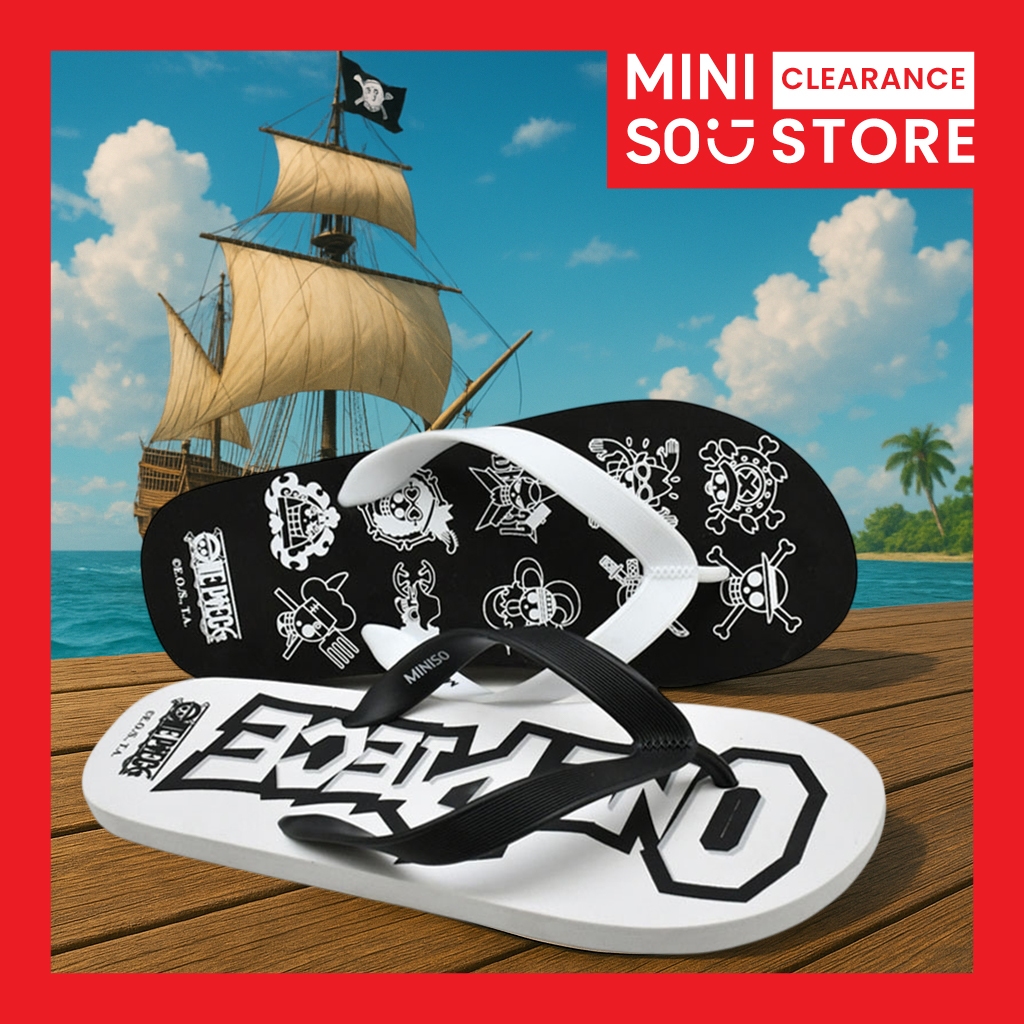 [CLEARANCE] Miniso x One Piece Collection Men's Flip-Flops Sandal Jepit Sandal Pria Sandal Lucu Kara