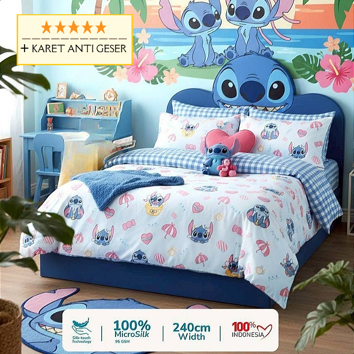 sprei anak karakter disney motif stitch beach party 120x200 100x200 90x200 140x200 160x200 180x200