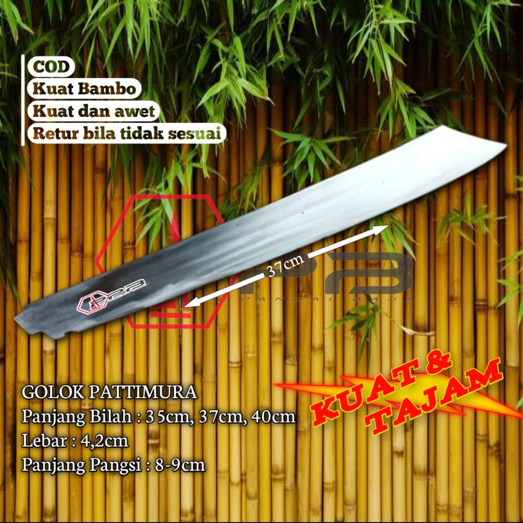 Golok Pola PATIMURA Mentahan Panjang Berfariasi Baja Per Murni Sudah Tajam