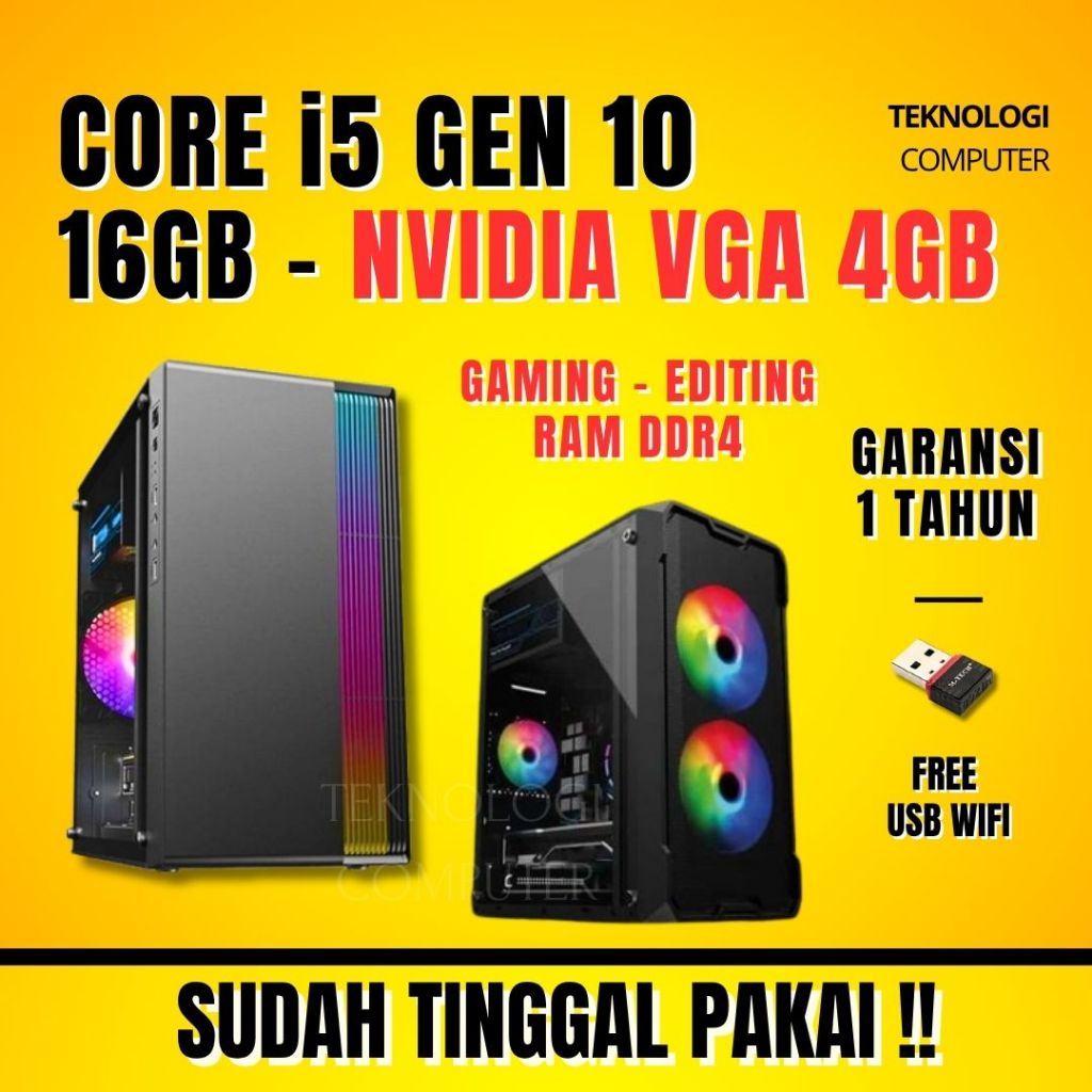 Core i5 | Gen 10 | VGA 4 GB | PC Only | PC Rakitan | Komputer CPU | PC Gaming Editing
