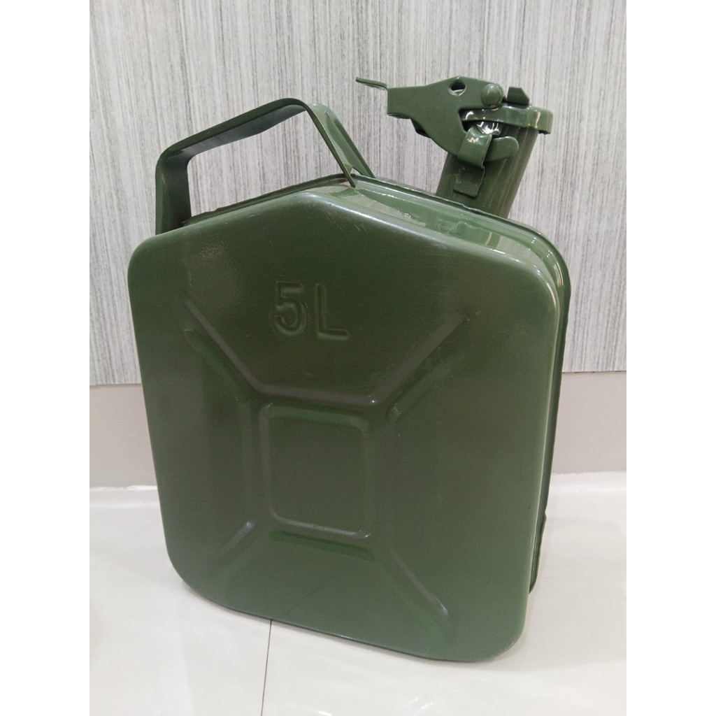 JERIGEN BESI 5 LITER [TANPA SELANG] BENSIN SOLAR JERRYCAN CARBON STEEL PLATE JIRIGEN ARMY TANGKI