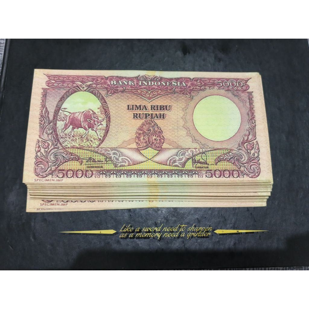 SOUVENIR UANG KUNO 5000 BANTENG