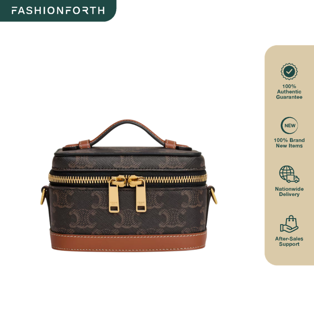 FashionForth Mini Triomphe Vanity Shoulder Bag in Canvas x Calfskin