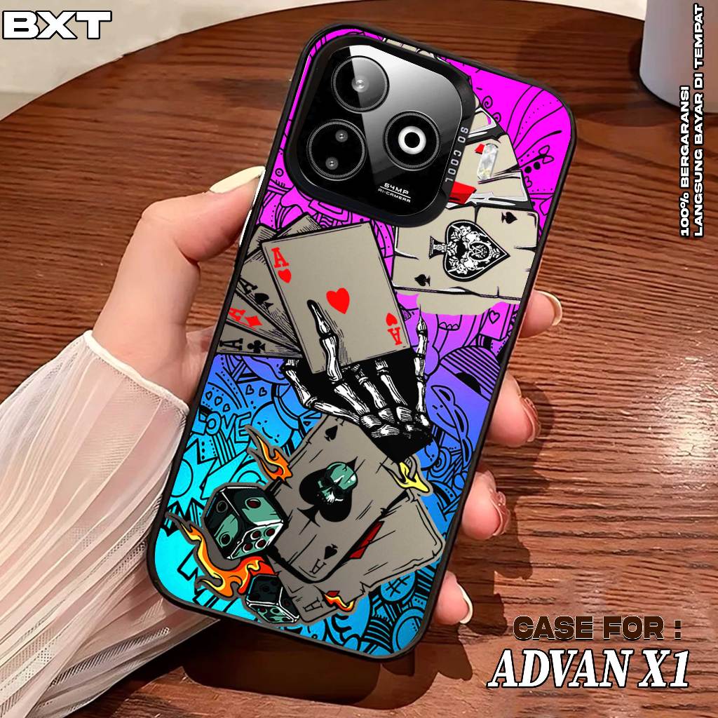 Case Hp Advan X1 - So Cool Hologram Premium - Motif Kartu - Softcase Hybrid Imd Cewe Cowo Casing Glo