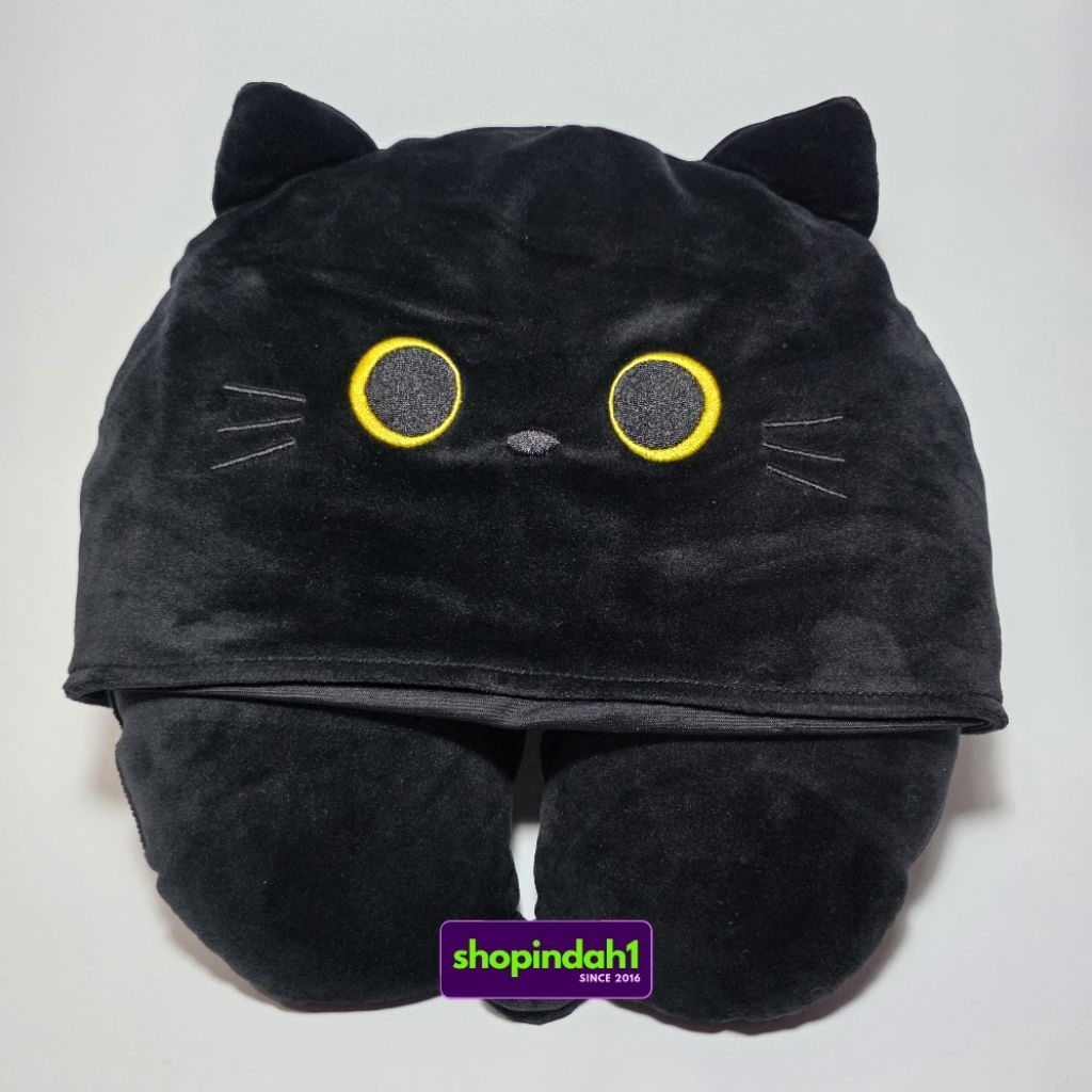 O.O. MEOW MR DIY [9039623] Black cat u shape eyemask pillow neck travelling new no tag - Bantal lehe