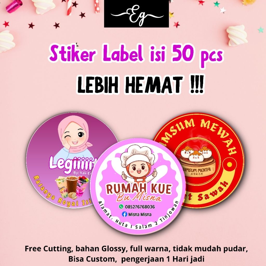 (isi 50 pcs) Stiker label Harga Isi 50 Pcs Lebih Hemat / stiker Label/stiker label murah/stiker maka