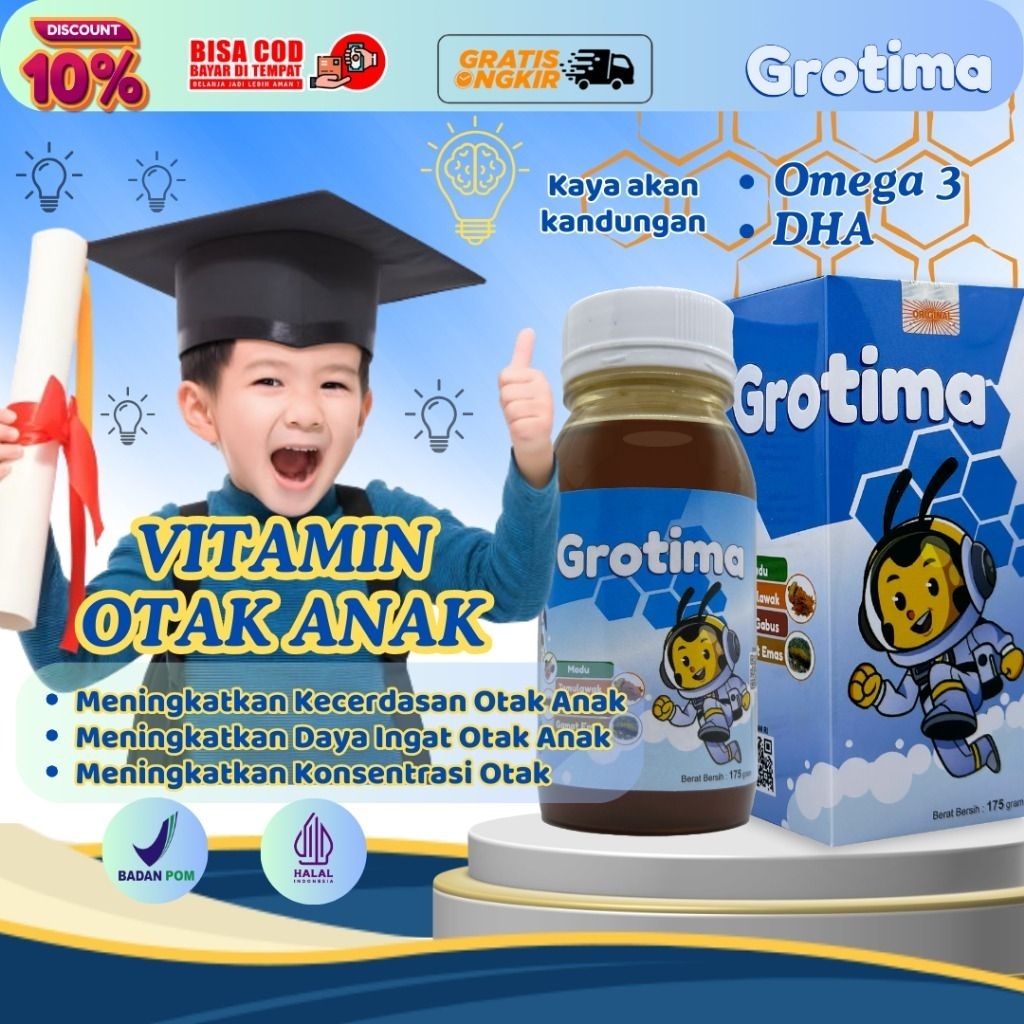 Vitamin Otak Anak/Vitamin otak Anak Cerdas/Vitamin Daya Ingat Anak/Grotima Vitamin Untuk Kecerdasan 