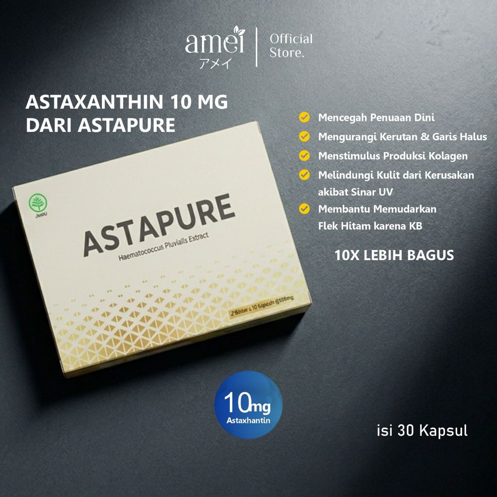 Astapure Extract Astaxanthin 10 Mg - Mencegah Penuaan Dini pada Kulit, Nutrisi Alami Mencerahkan, Me