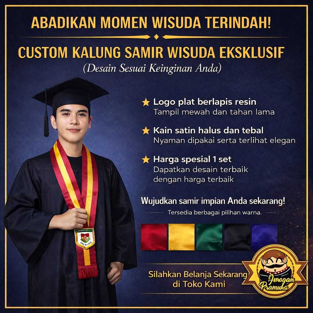 Kalung Wisuda kelulusan custom / samir wisuda / logo wisuda resin / gordon wisuda satu set